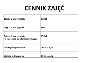 cennik zajęć tae